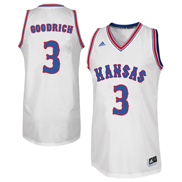 Men #3 Angel Goodrich Kansas Jayhawks Retro Throwback College Basketball Jerseys Sale-White - Click Image to Close